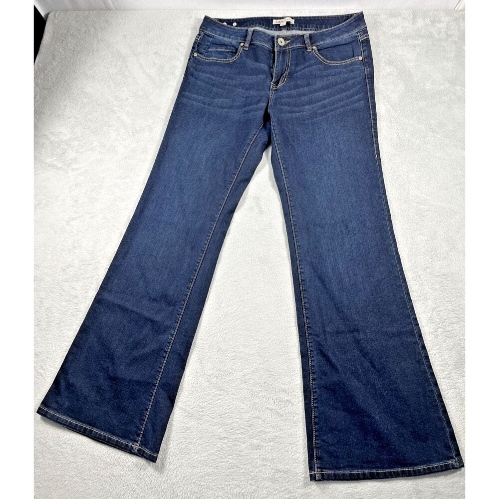 Cabi Womens Jeans Flared Leg Size 8  Dark Blue Mid Rise